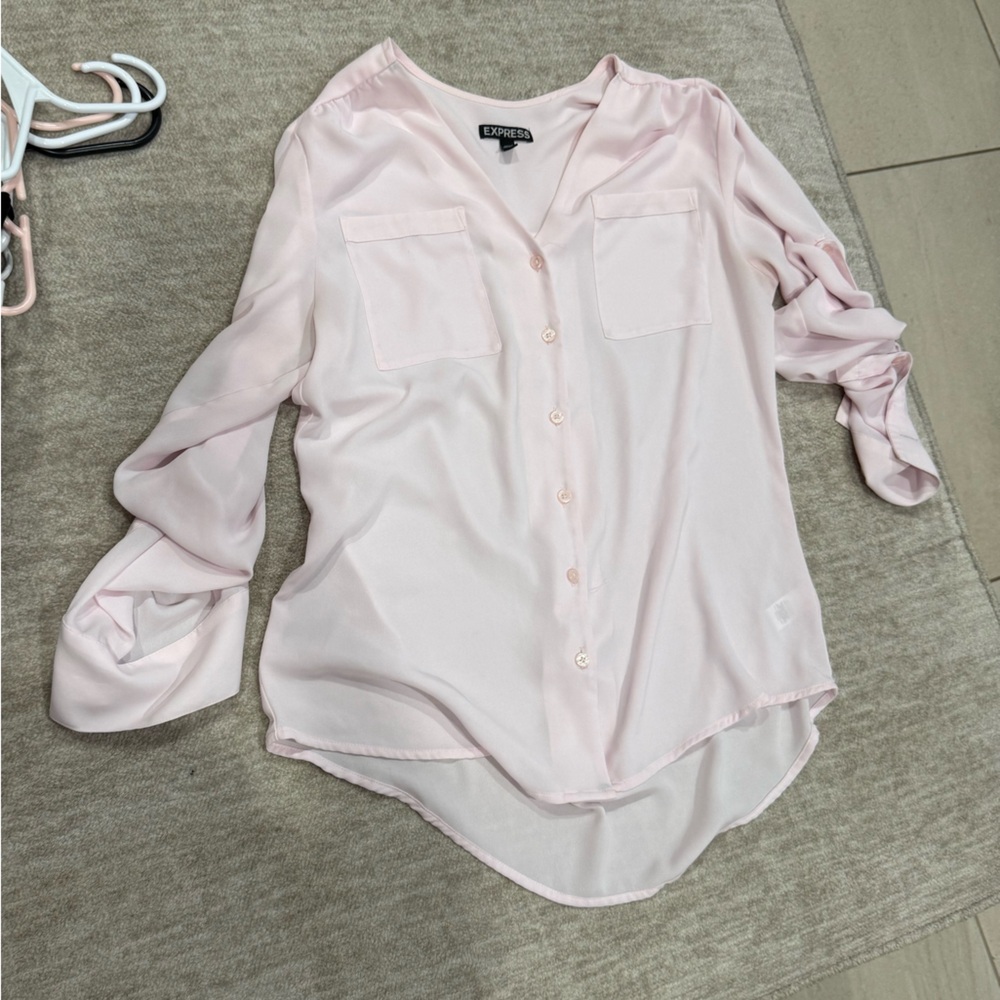 Express Pale Pink Button-Front Sleep Shirt